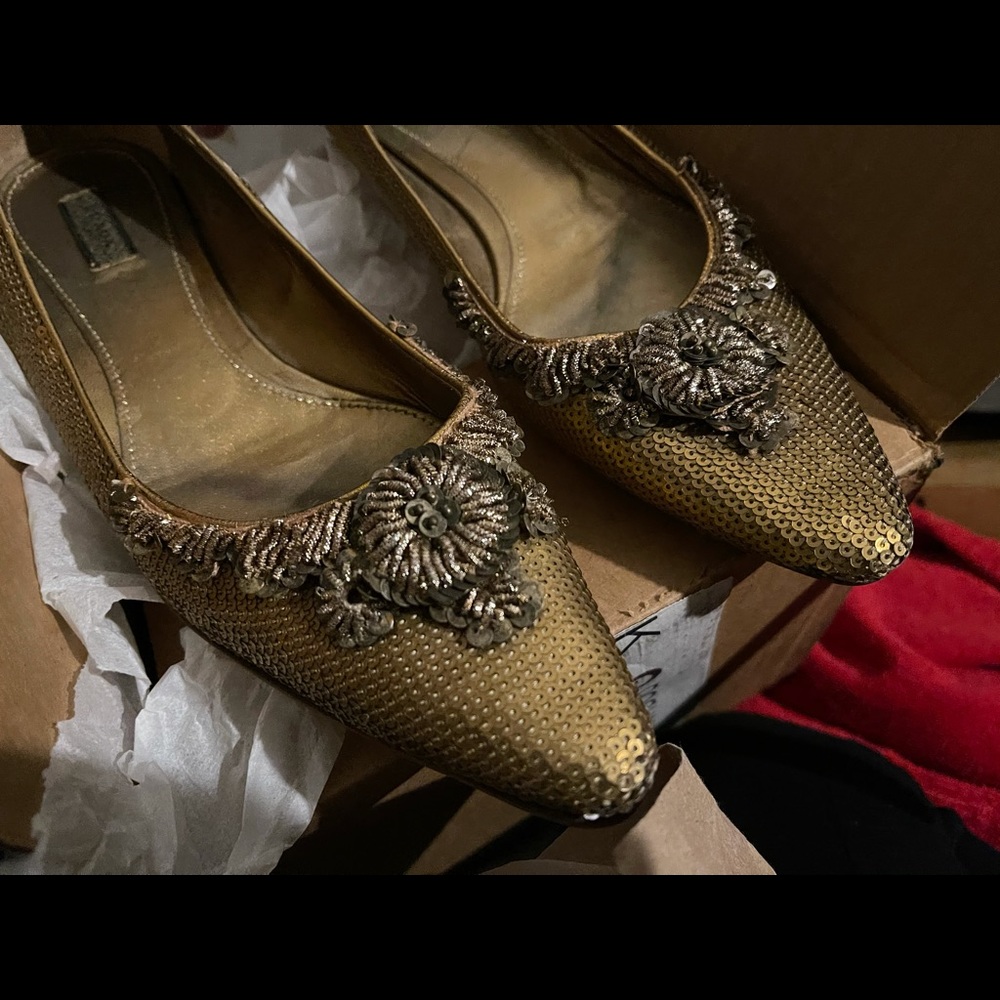 Prada gold flats